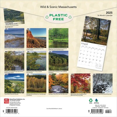 2025 BrownTrout Massachusetts Wild & Scenic 12" x 12" Monthly Square Wall Calendar (9781975475208)