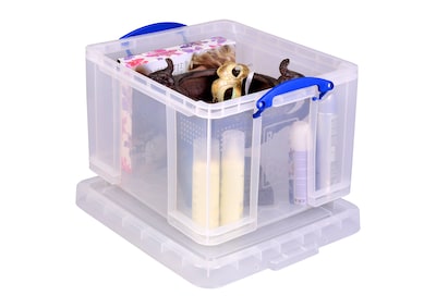 Really Useful Box 44.38 Quart Storage Box with Latching Lid, Plastic, Clear (42L CL)