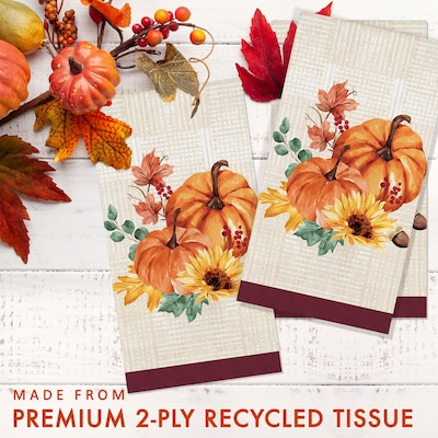 Say Hooray! Fall Feast Paper Plates and Guest Towels Kit, Multicolored, 48/Pack (DTC9389E2H)