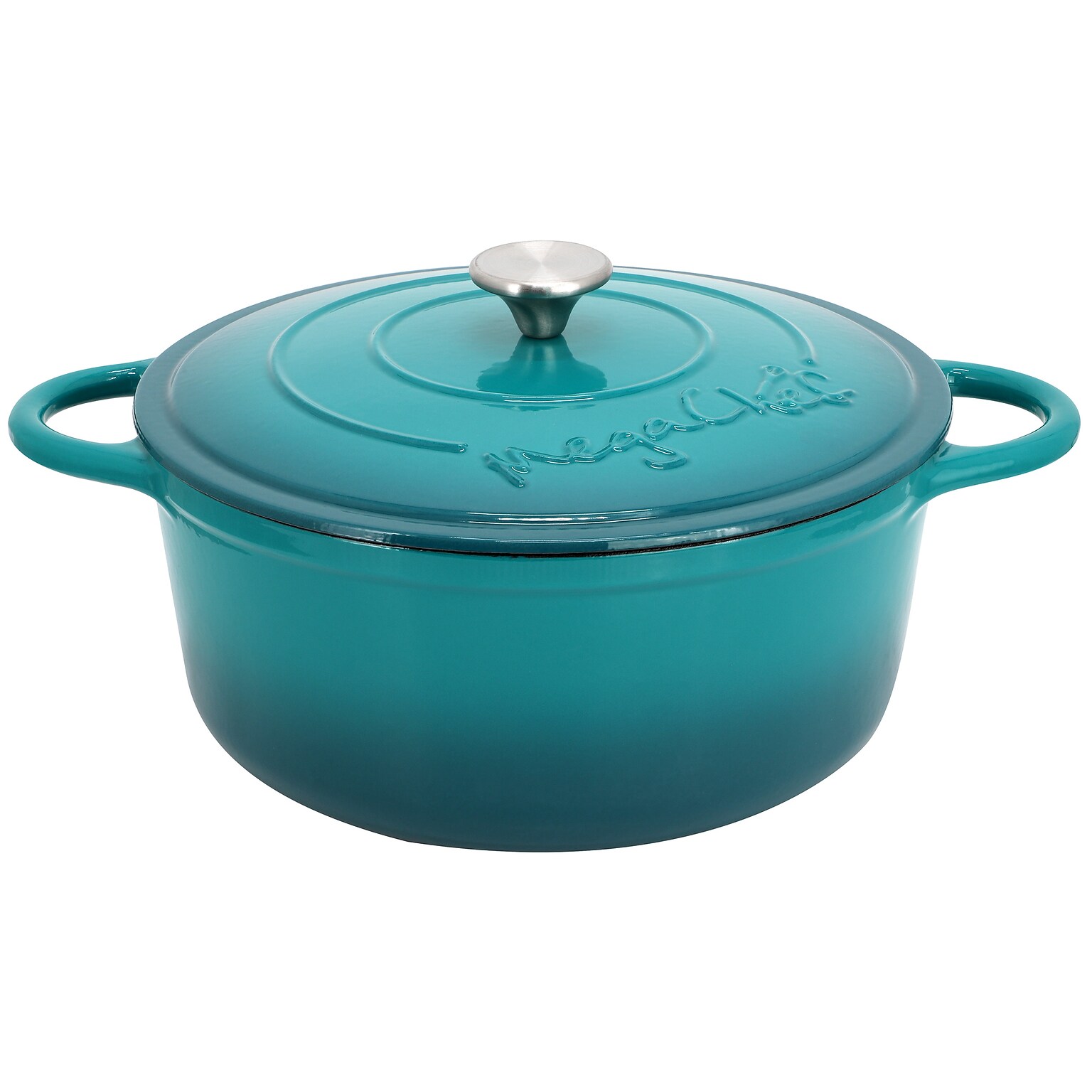 MegaChef Cast Iron 6.35 Qt. Dutch Oven, Teal (935122263M)