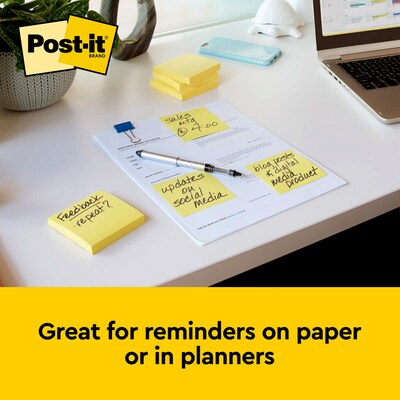 Post-it® Notes, 3" x 3", Canary Yellow and Poptimistic Collection, 100 Sheets/Pad, 14 Pads/Pack (654-14YWM)