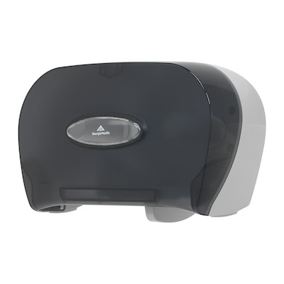Georgia-Pacific Two Roll Side-by-Side Covered Bathroom Tissue Dispenser, Translucent Smoke (59206)
