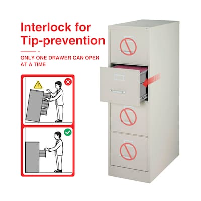 Quill Brand® Commercial 4 File Drawer Vertical File Cabinet, Locking, Gray, Letter, 26.5D (13445D)