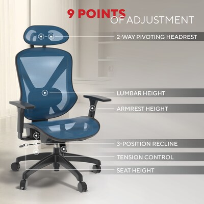 Staples® Dexley Ergonomic Mesh Swivel Task Chair, Blue (UN59375)