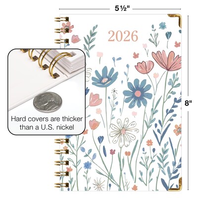2026 Global Printed Products 5.5" x 8" Weekly & Monthly Planner, Paperboard Cover, Colorful Botanicals (FSHN-CY26-58-30)