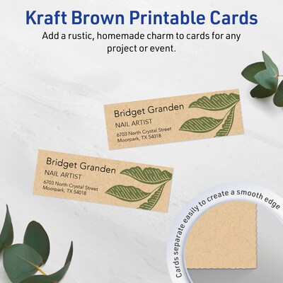 Avery Business Cards, 1 x 3, Matte Kraft Brown, 800/Box (95283)