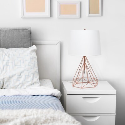 Lalia Home Geometric Wired Table Lamp, Fabric Shade, Rose Gold (LHT-5024-RG)