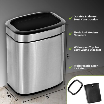 Alpine Industries Stainless Steel Trash Can with Lid and Liner, 5.2 Gallon, 2/Pack (ALP470-10L-2PK)