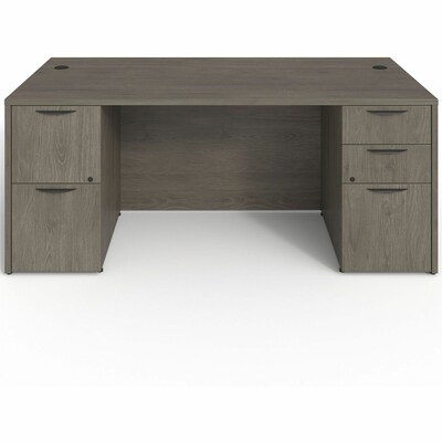 Lorell Prominence 2.0 72 W Double-Pedestal Desk, Gray Elm Surface (LLRPD3672DPGE)