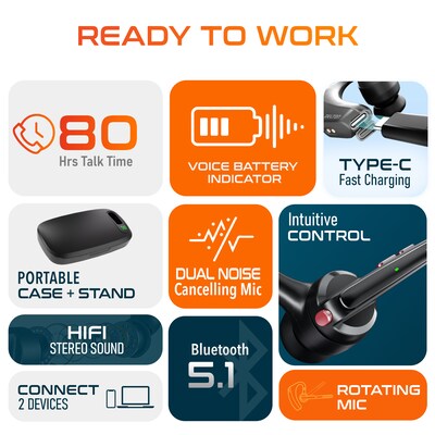 Delton 95X Wireless Noise Canceling MS Team Bluetooth Mono Earbud, Black (DHB95X)
