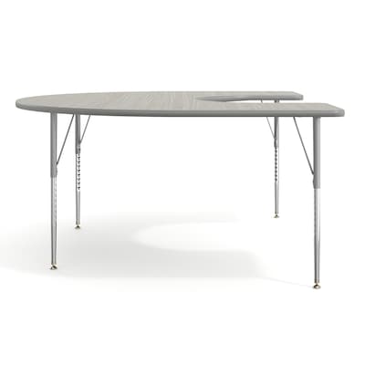 Flash Furniture Wren Horseshoe Activity Table, 66" x 60", Height Adjustable, Light Gray Top/Silver Frame (XUA6066HRSLGTA)