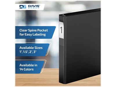 Davis Group Premium Economy 1" 3-Ring Non-View Binders, D-Ring, Black, 6/Pack (2301-01-06)