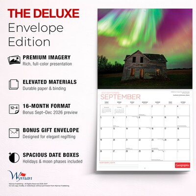 2027 BrownTrout Canadian Geographic Northern Lights 14" x 12" Monthly Wall Calendar, Assorted Colors (9781525617607)