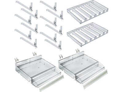 Azar 3.5 x 12 Pegboard 6-Compartment Cosmetic Tray with Tester Tray, Clear, 2/Pack (225840-TESTER-