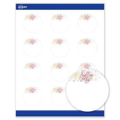 Avery Silver-Holly Sparkles Matte Blank Card, White, 120/Pack (S00-FHG)