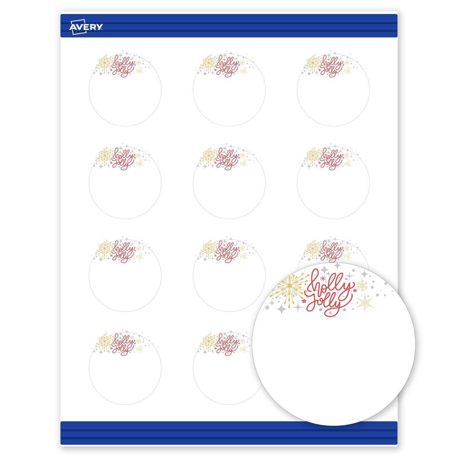 Avery Silver-Holly Sparkles Matte Blank Card, White, 120/Pack (S00-FHG)
