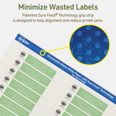 Avery Dissolvable Rectangle Multipurpose Labels, 2/3" x 3-7/16", Off-white, 750/Pack (94210)