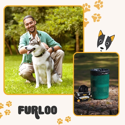 Furloo Heavy Duty Pet Waste Disposal Bag, 13 Gallon, Black, 100 Total Bags (FLO22-2PK)