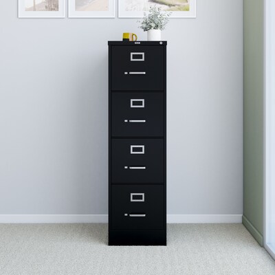 Quill Brand® 4-Drawer Vertical File Cabinet, Locking, Letter, Black, 22"D (22337D)