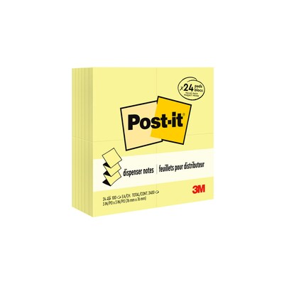 Post-it Pop-up Notes, 3" x 3", Canary Yellow, 100 Sheets/Pad, 24 Pads/Pack (R330-24VAD)