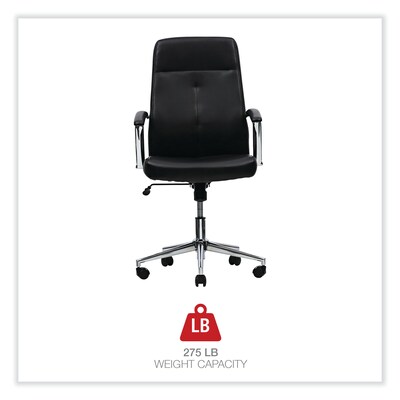 Alera® Fixed Arm Leather Task Chair, Black (ALEWS4116)