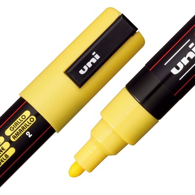 POSCA PC-5M Water Based Paint Marker, Medium Bullet Tip, Yellow, 3/Pack (UBCPC5MYELLOW-3)