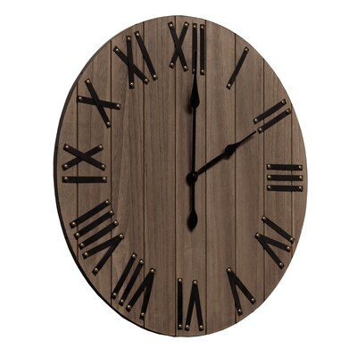 Elegant Designs Handsome 21" Rustic Farmhouse Wood Wall Clock, Restored Wood (HG2004-RWD)