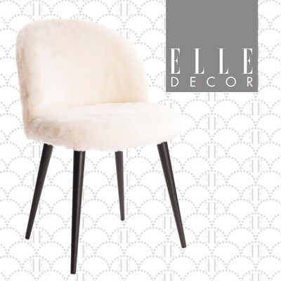 Elle Decor Cami Faux Fur Accent Chair, Cream (CHR10016A)