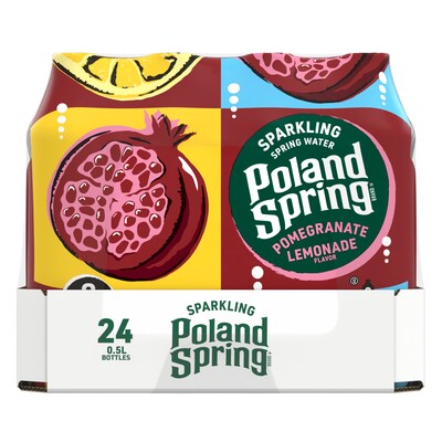 Poland Spring Sparkling Water, Pomegranate Lemonade, 16.9 oz. Bottles, 24/Carton (12349576)