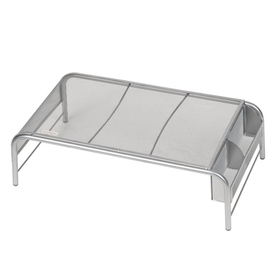Mind Reader Ventilated Monitor Stand with Side Storage, Silver (MESHM-SIL)