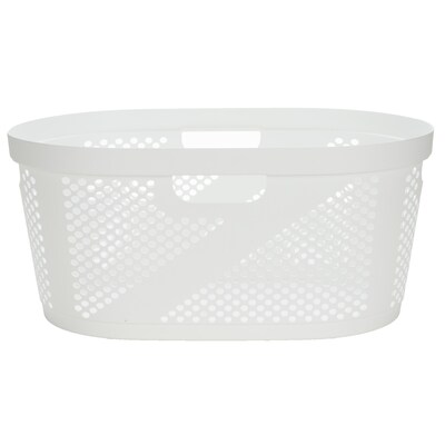 Mind Reader 10.57-Gallon Laundry Basket with Handles, Plastic, White, 2/Set (2HHAMP40-WHT)