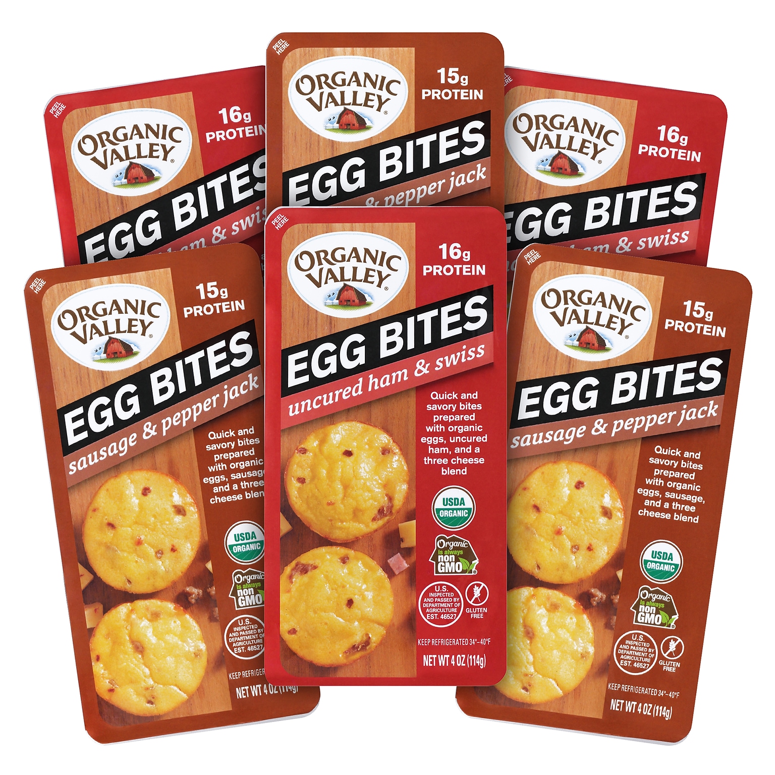 Organic Valley Egg Bites Variety Pack, 4oz, 6/Carton (600-03001)