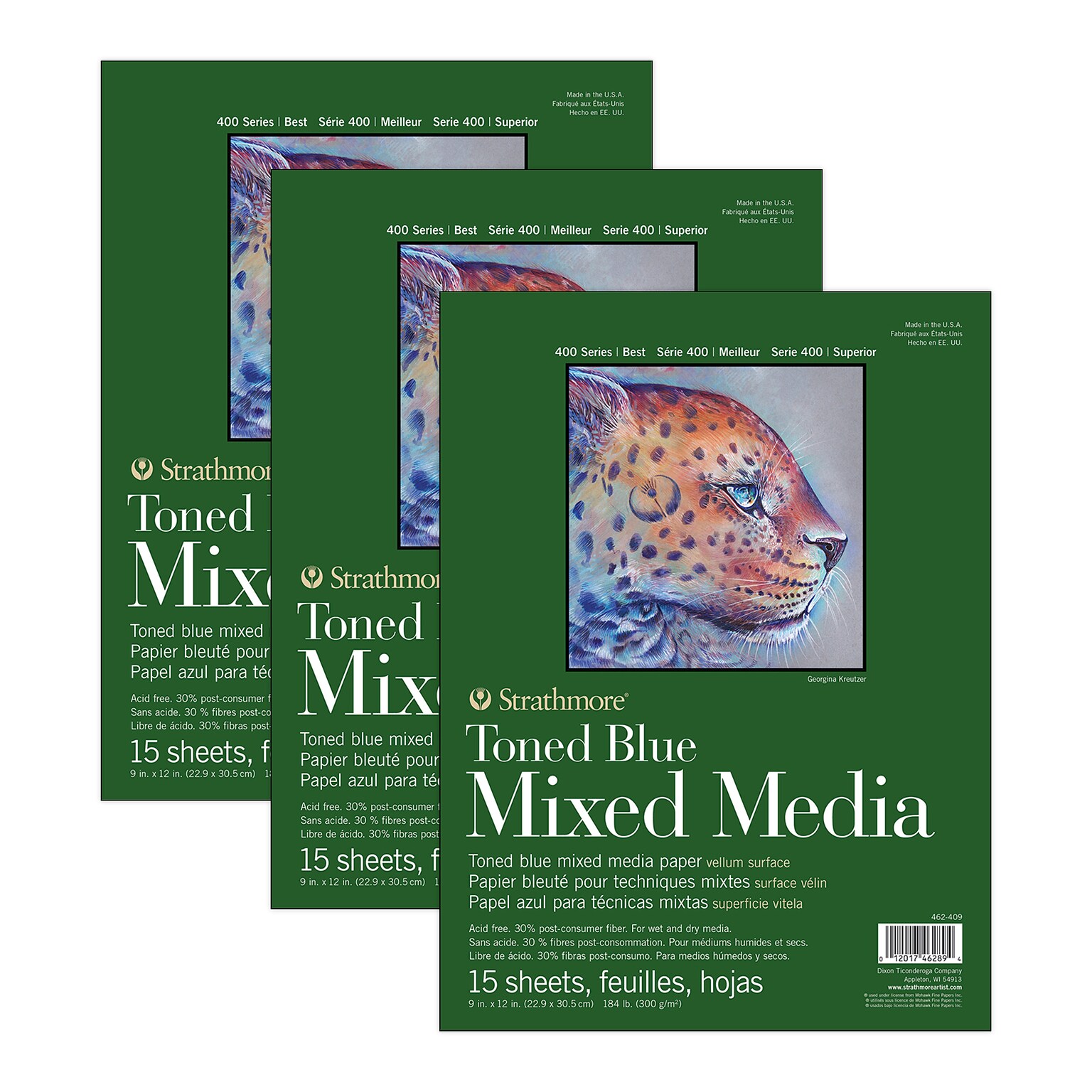Strathmore 400 Series 9 x 12 Mixed Media Sketch Pad, 15 Sheets/Pad, 3/Bundle (STTP46240903-3)