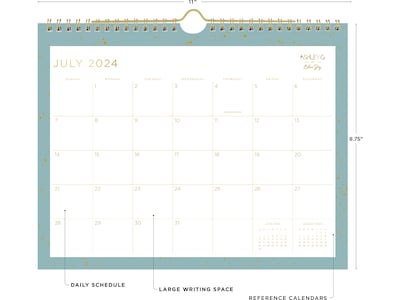 2024-2025 Blue Sky Ashley G Splatter Dot Jade G 11" x 8.75" Academic Monthly Wall Calendar, Mint/Gold (149045-A25)