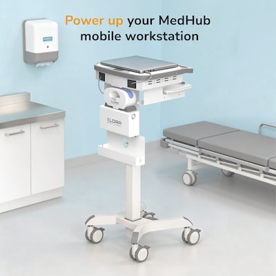 Mount-It! Elora MAXX Battery Power Kit with Mounting Bracket For MedHub Powered Medical Carts, White/Gray (MI-16063)