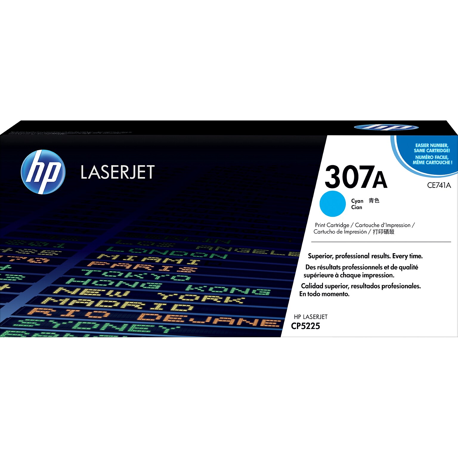 HP 307A Cyan Standard Yield Toner Cartridge, Prints Up to 7,300 Pages (ce741a)