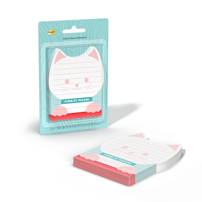 Post-it Cute Cat List Sticky Notes, 3.1 x 3.8, Multicolored, 100 Sheets/Pad (PET-DC-5)