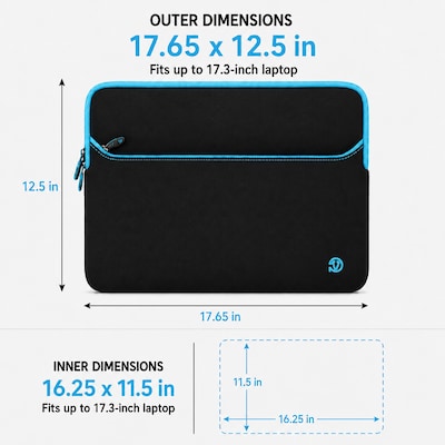 Vangoddy 17" Laptop Sleeve, Black/Blue (NBKLEA255)