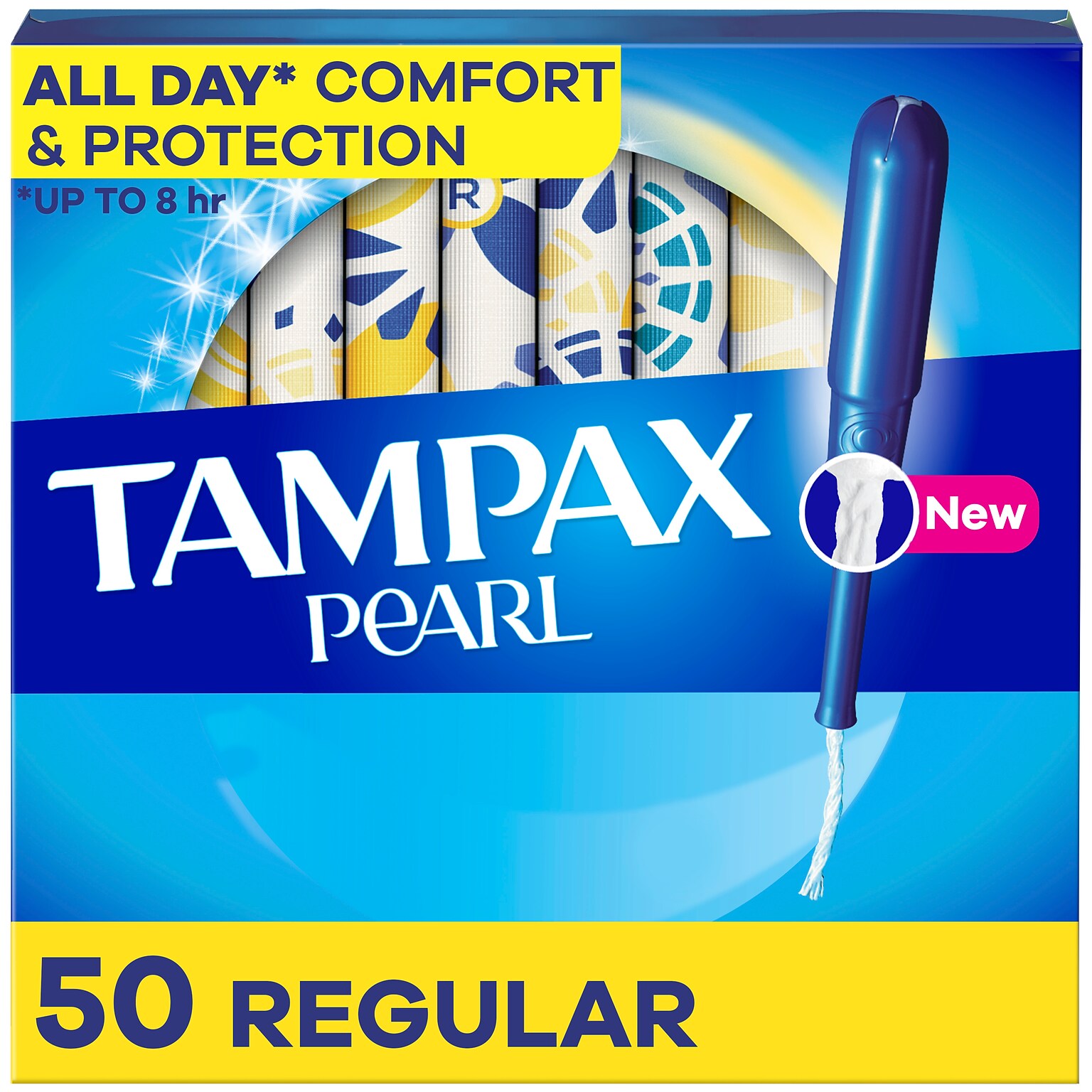 Tampax Pearl Regular Absorbency Tampons, Plastic Applicator, 50/Pack (71135)