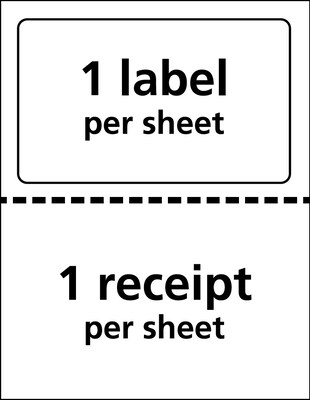 Avery Laser/Inkjet Shipping Labels with Receipts, 5-1/16" x 7-5/8", White, 1 Label/Sheet, 100 Sheet/Box (27900)