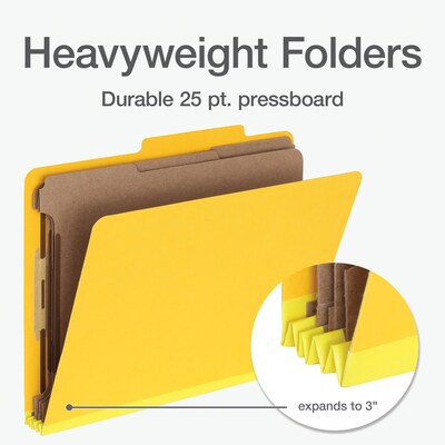 Pendaflex Heavy Duty Classification Folder, 3-Dividers, 3" Expansion, Letter Size, Yellow, 10/Box (1006943)