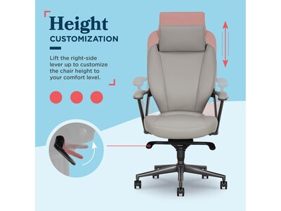 La-Z-Boy Vannes Ergonomic Polyurethane Swivel Executive Chair, Gray (60101-GRY)