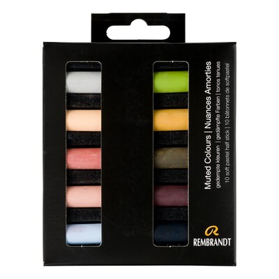 Rembrandt Soft Half Stick Pastel Muted Colors Micro Set, Assorted Colors, 10/Set (RBX31821005)