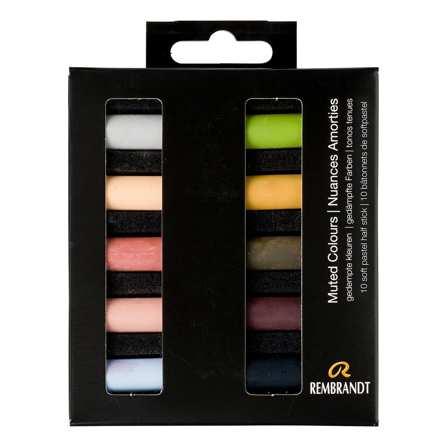 Rembrandt Soft Half Stick Pastel Muted Colors Micro Set, Assorted Colors, 10/Set (RBX31821005)