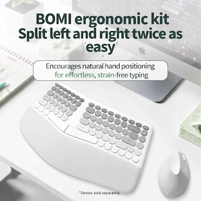 SaharaCase Split Ergonomic Wireless Keyboard and Mouse Combo, White (KB27)