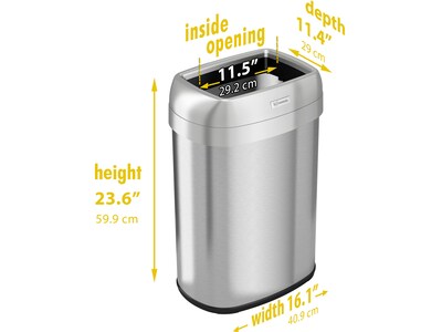 HLS Commercial Stainless Steel Trash Can with Open Lid, 13-Gallon, Silver (HLS13STV)