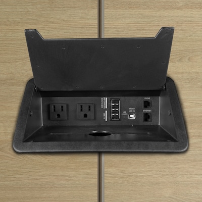 Regency Array 72"W x 36"D Conference Table with Grommet, Noble Oak/Black (ACT7236NOBK)