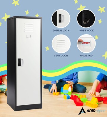 AdirOffice 48"H Single Tier Black/White Storage Locker (ADI629-01-B-W-DL)