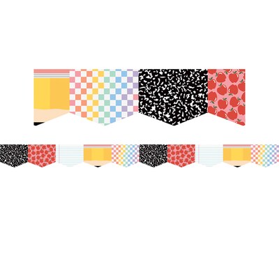 Teacher Created Resources Die-Cut Border Trim, 2.75 x 2.92, Cool for School, 12/Pack, 6 Packs/Bund