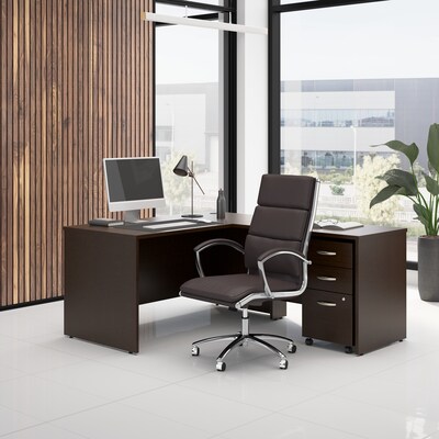 Bush Business Furniture Westfield 60W L Shaped Desk with 42W Return and Mobile File Cabinet, Mocha